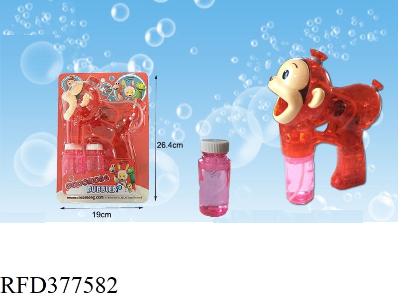 ENGLISH VERSION TRANSPARENT MONKEY WITH FOUR LIGHTS, MUSIC BUBBLE GUN, WITH TWO BOTTLES OF 90ML WATE