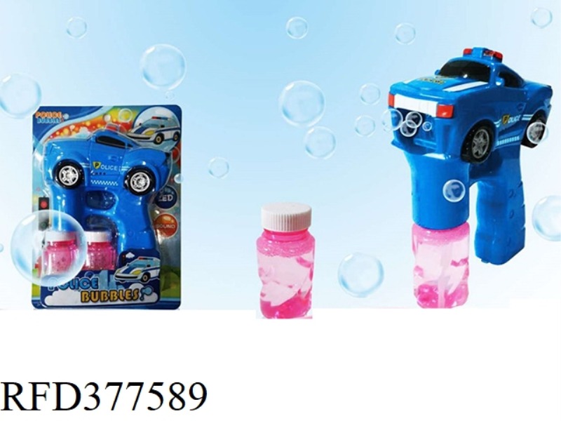 ENGLISH VERSION POLICE CAR LIGHT MUSIC BUBBLE GUN WITH TWO BOTTLES OF 80ML WATER