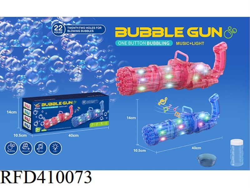 22 HOLE BUBBLE GUN WITH LIGHT AND MUSIC