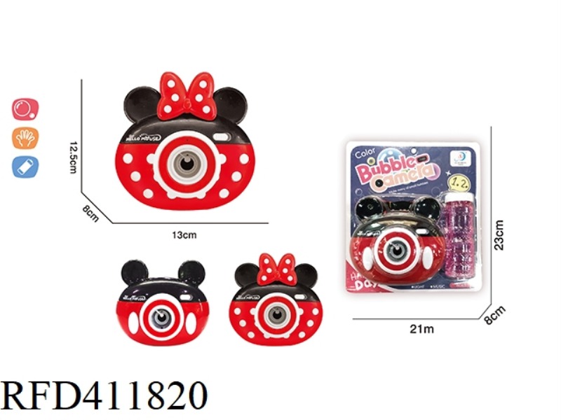 ELECTRIC MICKEY BUBBLE CAMERA WITH LIGHTS AND MUSIC (2 TYPES ASSORTED)
