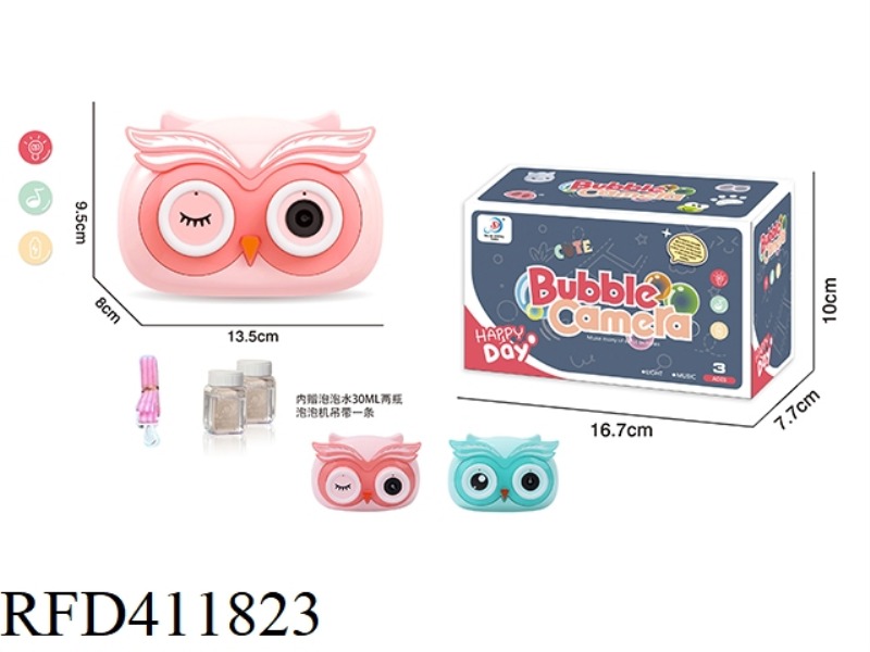 ELECTRIC OWL BUBBLE CAMERA WITH LIGHTS AND MUSIC (2 COLORS MIXED)