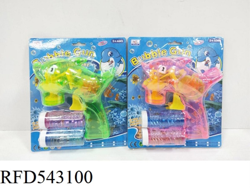 TRANSPARENT LIGHT DOLPHIN BUBBLE GUN/RED AND GREEN MIXED