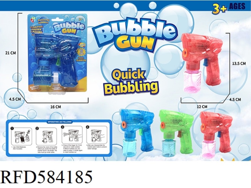 ELECTRIC TRANSPARENT SPACE GUN WITH LIGHT AND MUSIC BUBBLE GUN