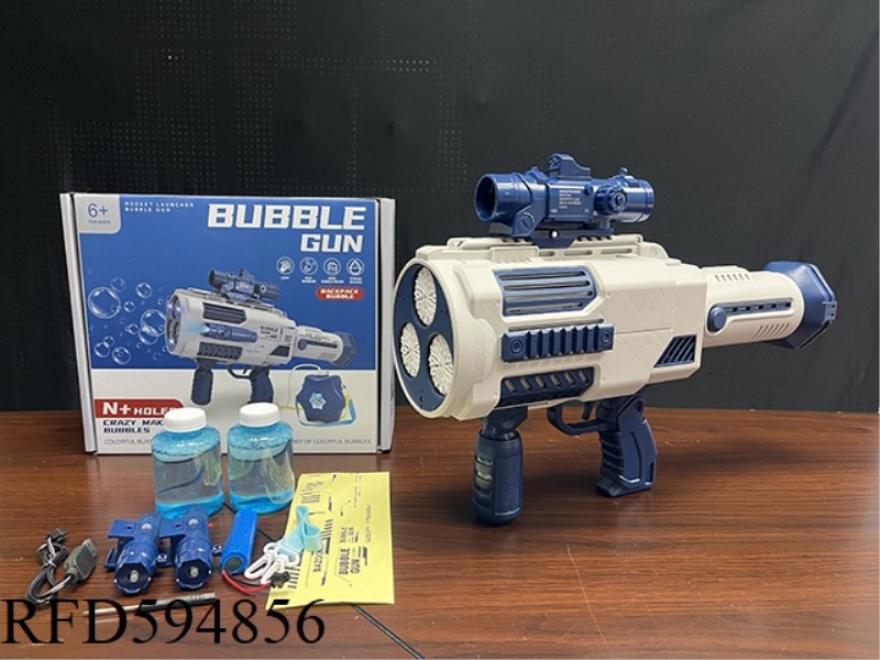 12-HOLE FULLY AUTOMATIC LIGHTING AND MUSIC DOLPHIN BUBBLE GUN +1 BOTTLE OF 90ML WATER