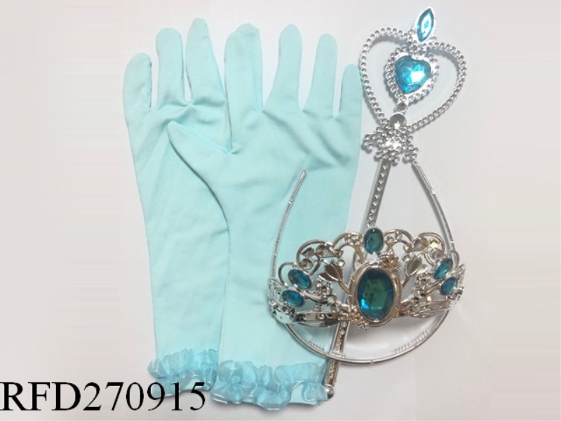 JEWELRY SET OF 3 PIECES (CROWN, GLOVES, FAIRY STICK)