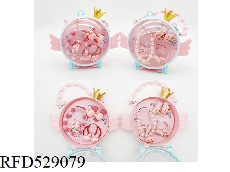 GIRL'S ACCESSORIES ANGEL HAND BOX SET (BRACELET + HAIRPIN + HAIR ROPE + RING)