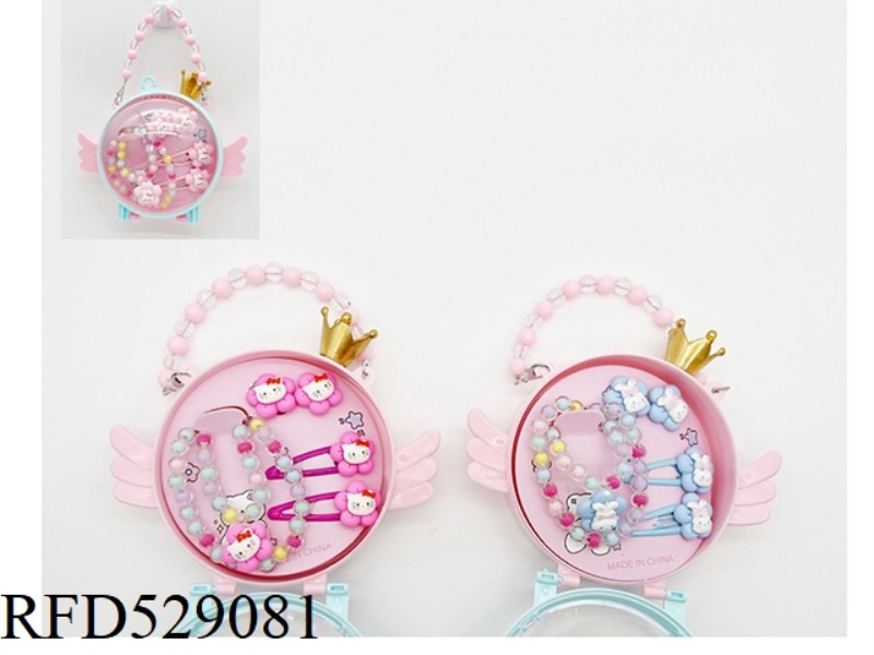 GIRL'S ACCESSORIES ANGEL HAND CASE SET (NECKLACE + STUD + HAIRPIN)