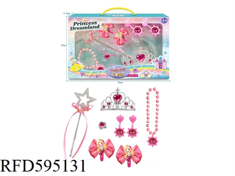 GIRLS CROWN MERMAID HAIRPIN MAGIC FAIRY STICK NECKLACE JEWELRY ACCESSORIES PLAY HOUSE JEWELRY SET