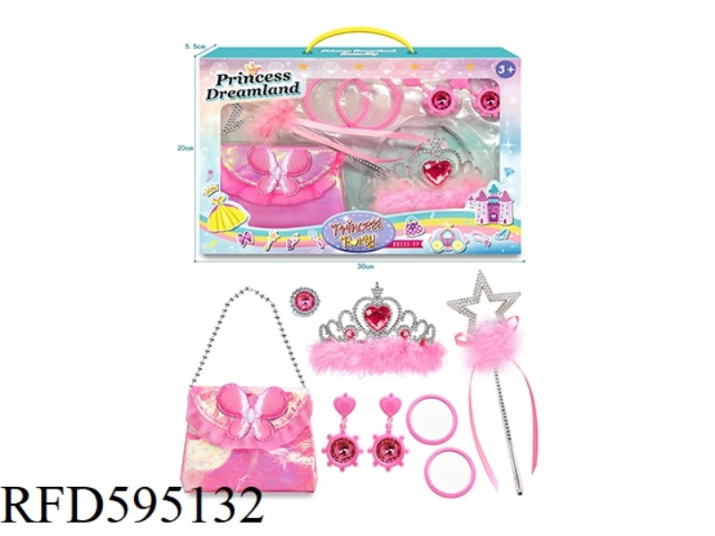 NEW FESTIVAL PERFORMANCE GIRLS HANDBAG FURRY CROWN NECKLACE JEWELRY ACCESSORIES PLAY HOUSE ROLE PLAY
