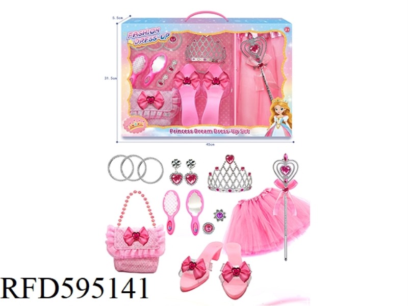 GIRL PRINCESS SHOES MAGIC WAND CROWN GAUZE DRESS ACCESSORIES PLAY HOUSE ACCESSORIES PLAY SET