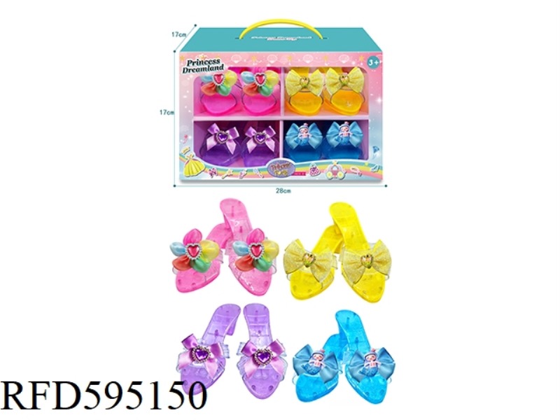 TRANSPARENT PEARL CAN WEAR 4 PAIRS OF PRINCESS SHOES PLAY HOME ACCESSORIES PLAY SUIT