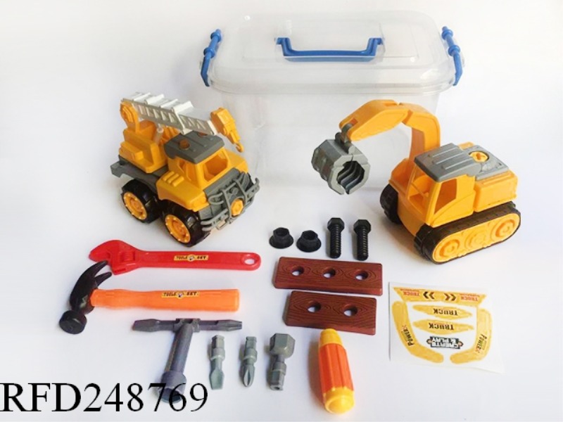 DISASSEMBLY DUMP TRUCK + EXCAVATOR WITH TOOL KIT