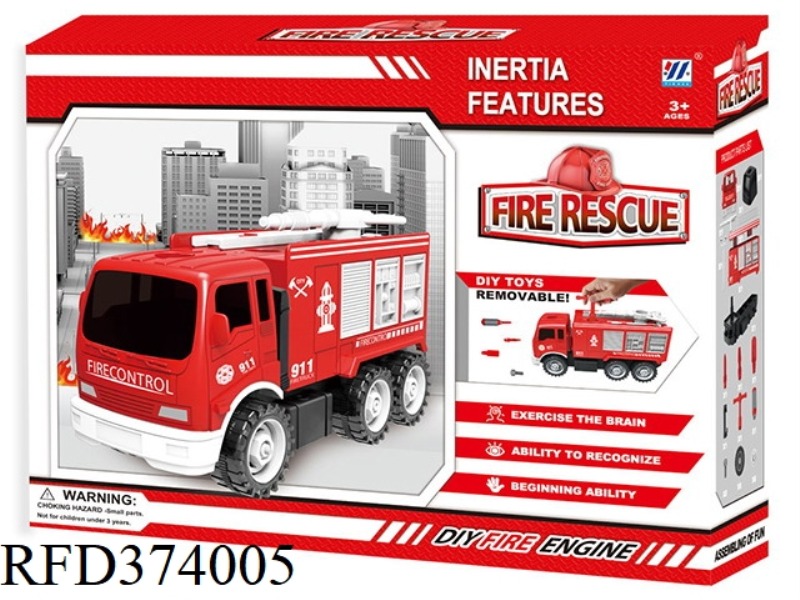 LARGE DIY INERTIAL DISASSEMBLY AND ASSEMBLY FIRE TRUCK SET