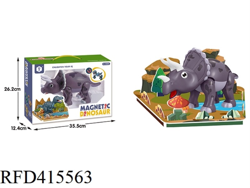 MAGNETIC ASSEMBLY DINOSAUR (TRICERATOPS WITH SCENE)