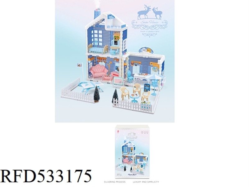 PATCHWORK VILLA TOY ICE HUT FLOOR WITH COLORED LIGHTS, CHIMNEY WITH LIGHT SPRAY