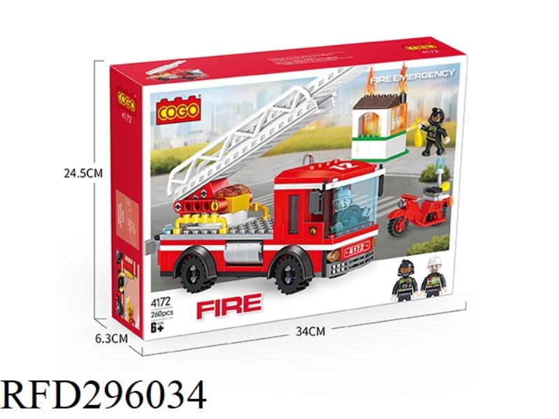 PUZZLE BLOCKS/SMALL PARTICLES/NEW CITY FIRE SERIES / LADDER FIRE TRUCK 259PCS