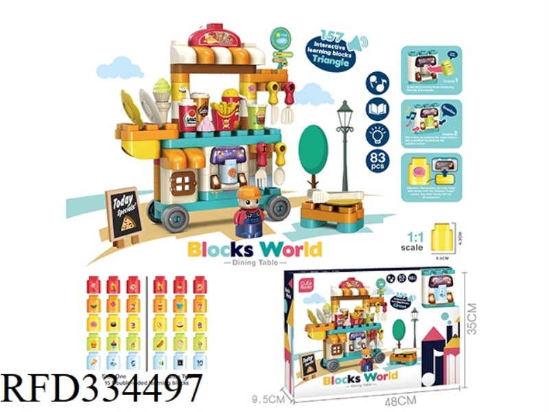 AUDIO ANSWER IN ENGLISH: DIY FAST FOOD STATION WITH LIGHTING AND MUSIC BLOCKS (83PCS)(NOT INCLUDE BA