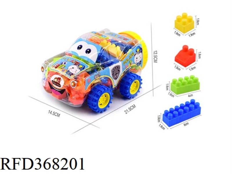 POLICE CAR CANNED BUILDING BLOCKS 140G (80PCS+)