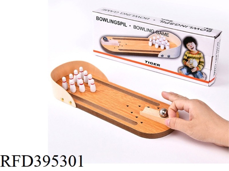 WOODEN MINI BOWLING TOY CHILDREN'S TABLE GAME