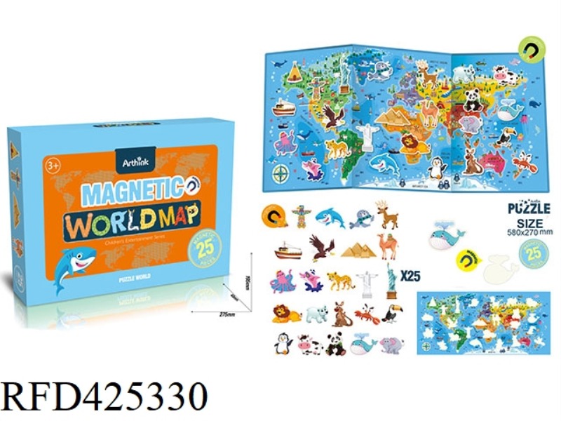 PUZZLE WORLD MAP MAGNETIC (25PCS)