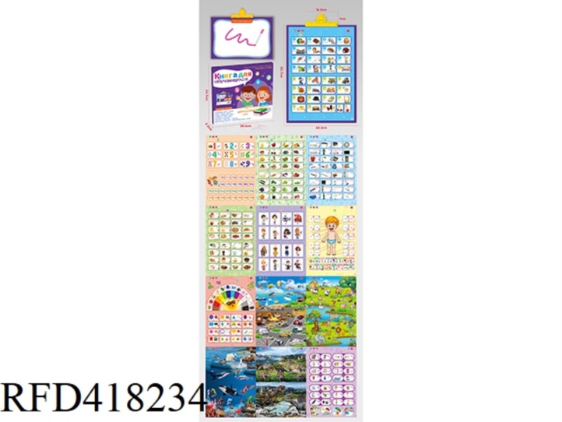 13-IN-1 RUSSIAN AUDIO WALL CHART POINT READING LEARNING MACHINE