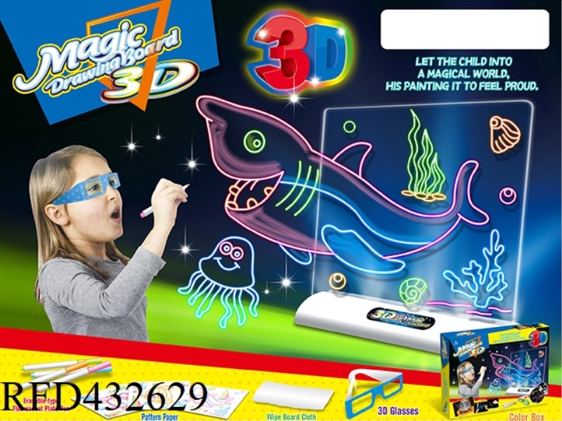 3D LIGHTING DRAWING BOARD (WITH GLASSES)-OCEAN VERSION (ENGLISH PACKAGING)