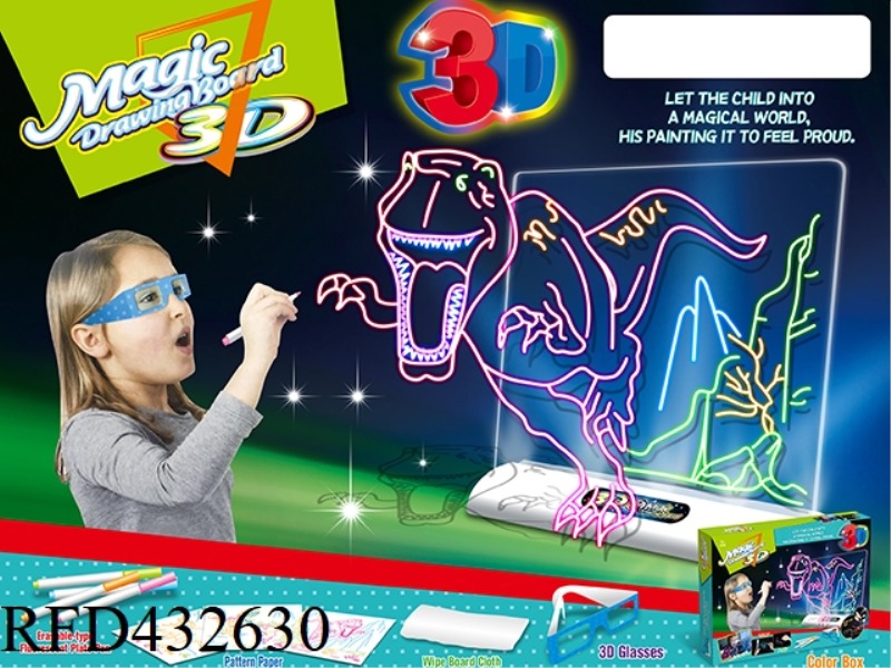 3D LIGHTING DRAWING BOARD (WITH GLASSES) - DINOSAUR VERSION (ENGLISH PACKAGING)