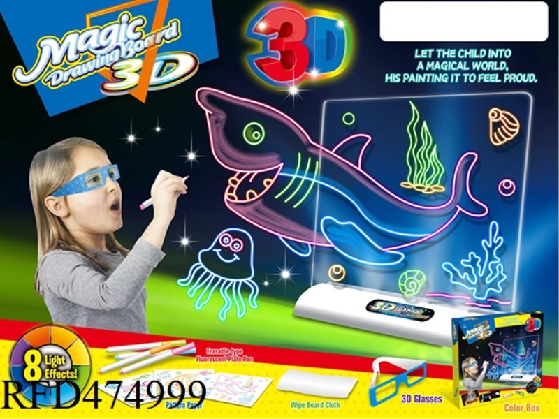 LARGE 8-COLOR 3D LIGHT PANEL (WITH GLASSES) - OCEAN EDITION