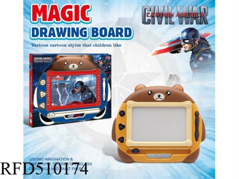 CAPTAIN AMERICA GRIZZLY MAGNETIC BLACK AND WHITE WRITING PAD