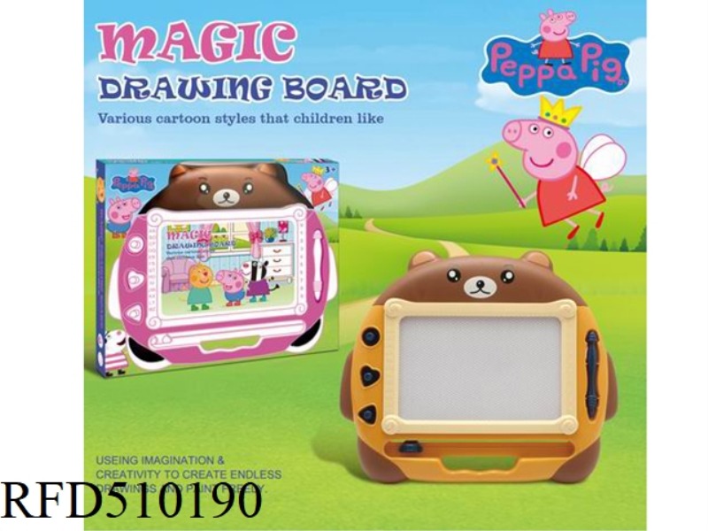 PEPPA PIG GRIZZLY MAGNETIC BLACK AND WHITE WRITING PAD