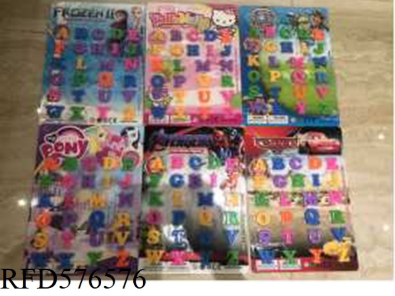 6 MIXED MAGNETIC LETTER STICKERS