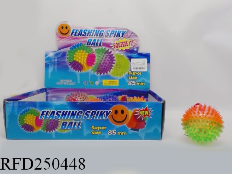 12 8.5CM FLASHING DOUBLE COLOR WITH WHISTLE MASSAGE BALL (WITH ROPE)