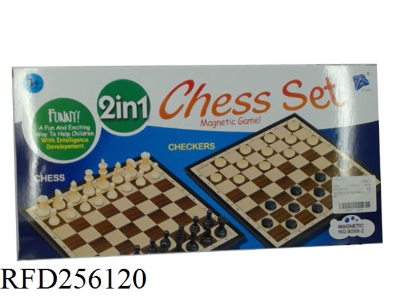 2 IN 1 INTERNATIONAL CHESS, CHECKER WITH MAGNETISM