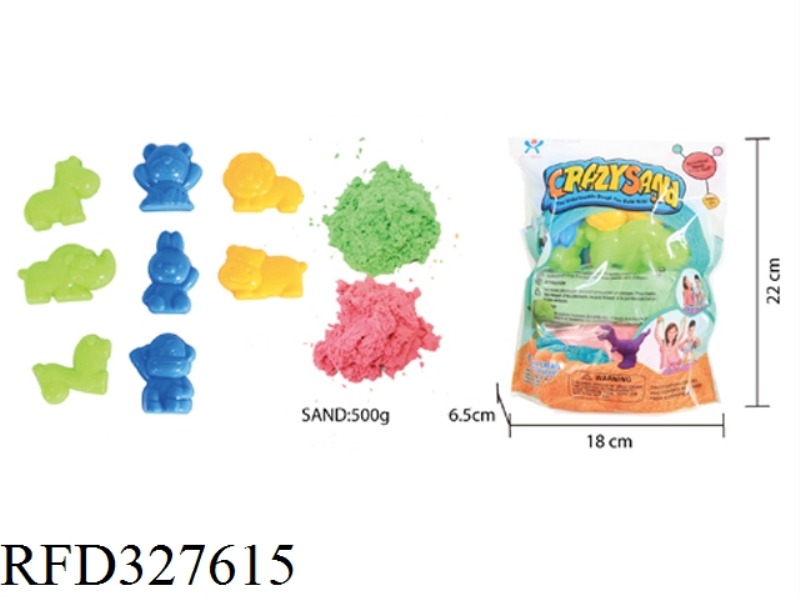 500G COTTON TENSILE SAND + 8 PIECES OF FOREST ANIMAL SAND MODEL (2 COLORED SAND)