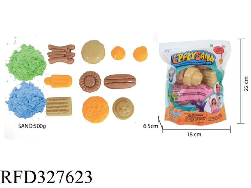 500G COTTON STRETCH SAND + 10 FOOD SAND MOLDS (2 COLORED SAND)