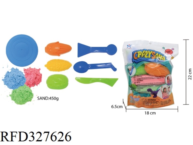 450G COTTON STRETCH SAND + 3 PIECES OF VEGETABLE SAND MOLD + 3 PIECES OF RANDOM TOOLS +1 TABLEWARE P