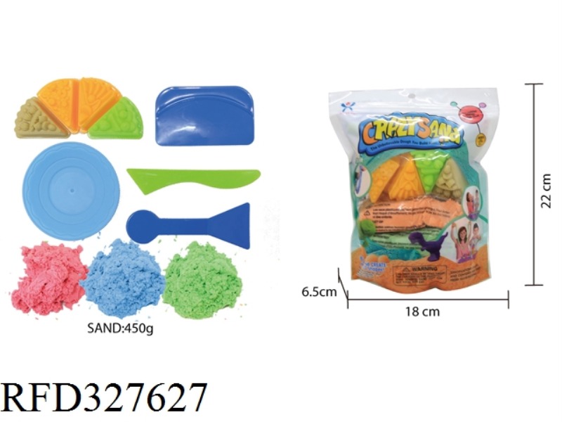 450G COTTON STRETCH SAND + 4 PIECES OF CAKE SAND MOLD + 3 PIECES OF RANDOM TOOLS +1 TABLEWARE PLATE