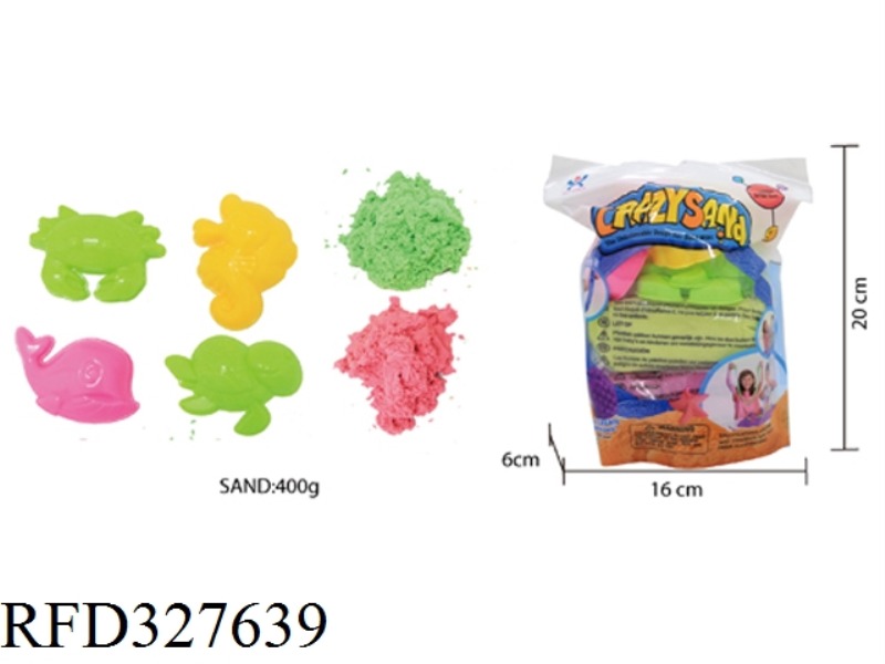 400G COTTON TENSILE SAND + 4 PIECES OF RANDOM MARINE ORGANISMS (2 COLORED SAND)