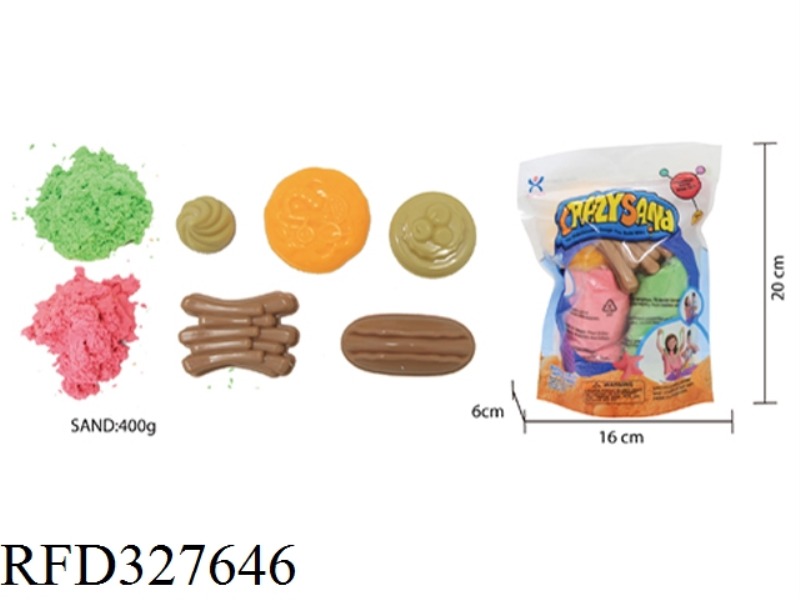 400G COTTON STRETCHING SAND + 5 PIECES OF RANDOM FOOD (2 COLORED SAND)