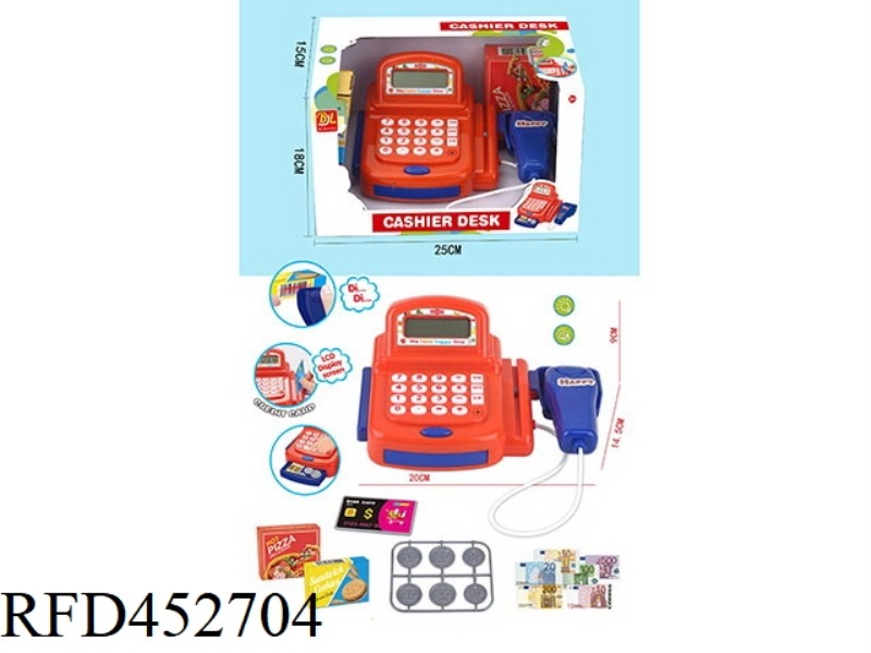 KEY DIGITAL COUNTING CASH REGISTER WITH PIZZA + BISCUITS + COINS