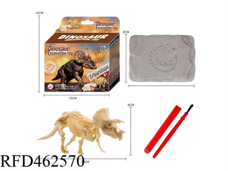 TRICERATOPS-MEDIUM AND SMALL ASSEMBLED ARCHAEOLOGY