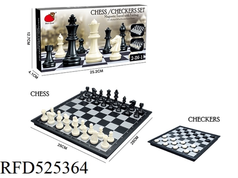 2 IN 1 (FOLDING MAGNETIC CHESS / INTERNATIONAL CHECKERS)
