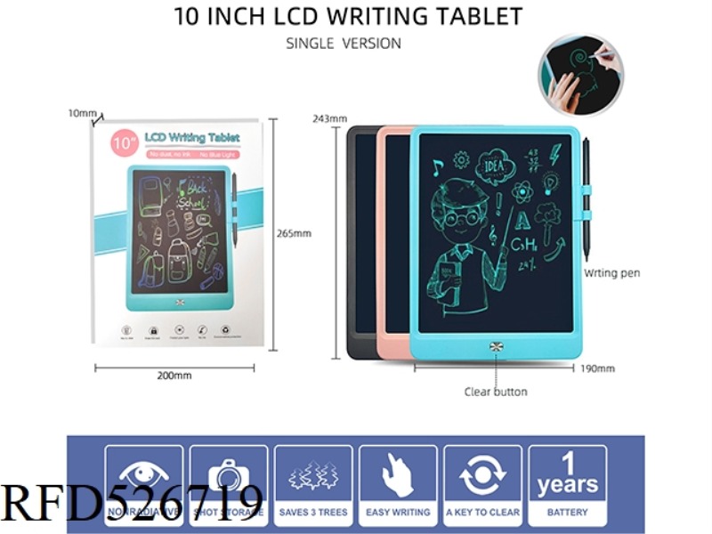 10-INCH THIRD GENERATION COMMERCIAL MONOCHROME LCD WRITING BOARD WITH SCREEN LOCK
