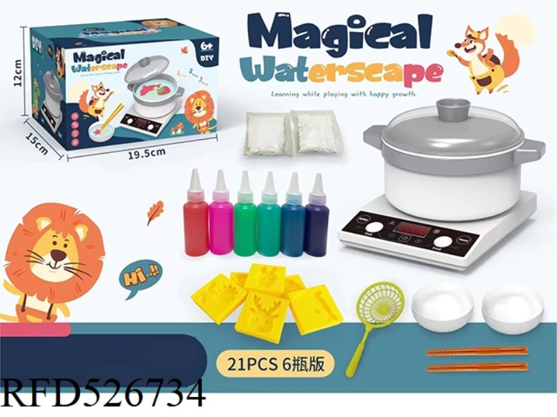 COLORED BOX SIMULATION INDUCTION COOKER MAGIC WATER BABY WATER SPRITE DIY MATERIAL SET (21PCS) 6-BOT