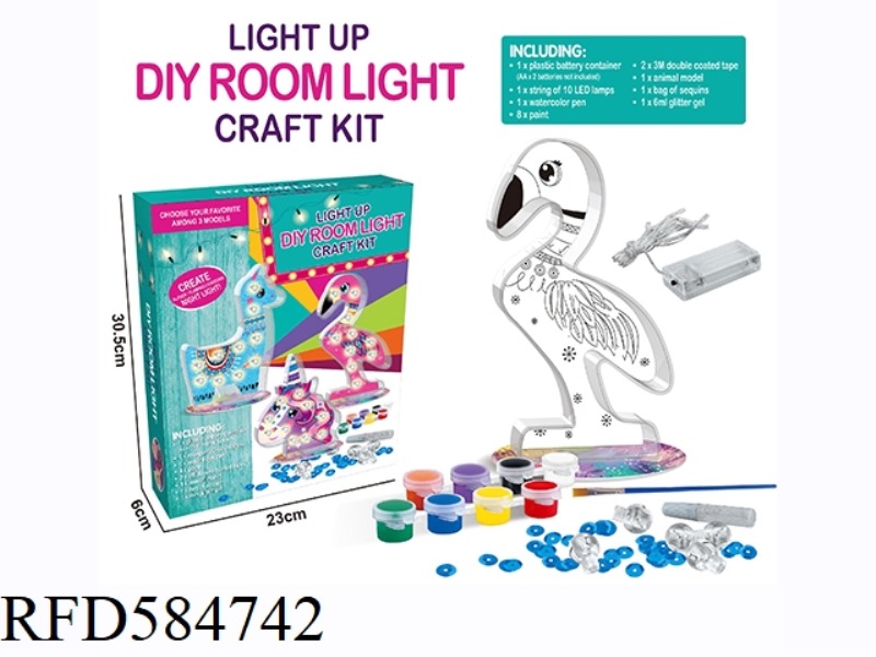 2 IN 1, DIY PAINTING FIRE BIRDS +LED BEDSIDE LAMP LIGHTING (ENGLISH)