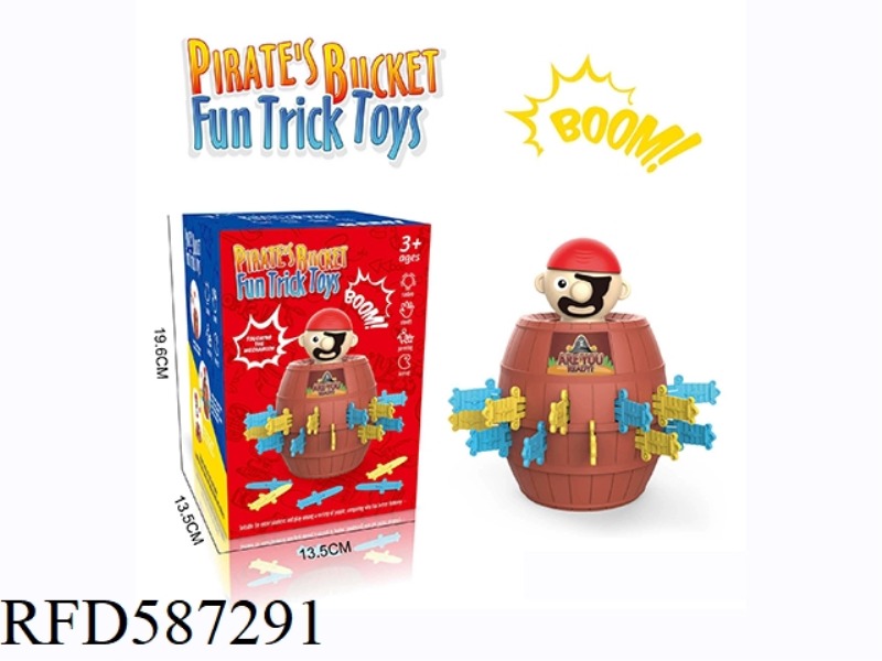 DESKTOP GAME CHILDREN PLAY HOUSE PIRATE BUCKET TOY PARENT-CHILD INTERACTION SWORD BOUNCE DOLL TRICK.