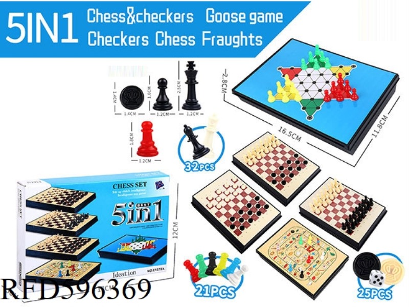 INTERNATIONAL CHESS 5 IN 1 NON MAGNETIC (SMALL)