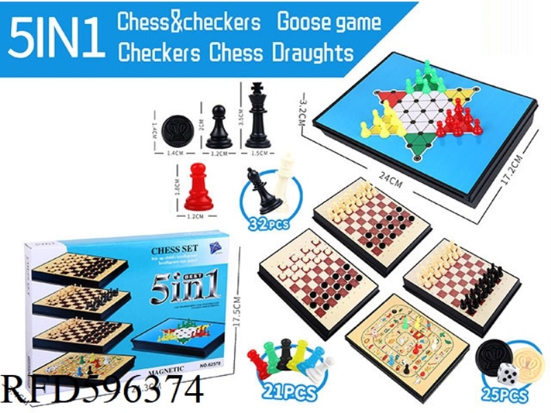 5-IN-1 INTERNATIONAL CHESS WITH MAGNETIC (MEDIUM)