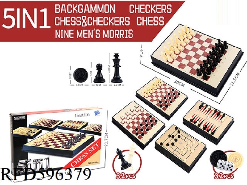 INTERNATIONAL CHESS 5 IN 1 NON MAGNETIC (LARGE)