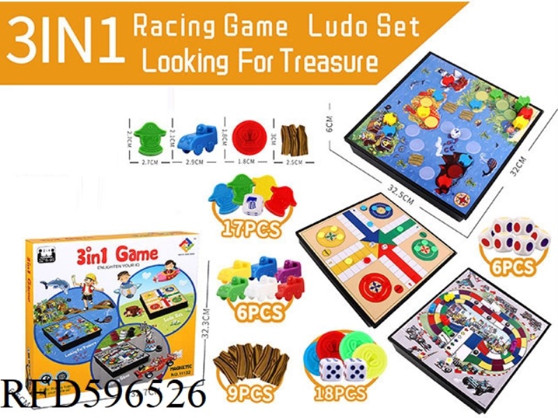 RACING, TREASURE HUNTING GAME, FLYING CHESS THREE IN ONE (WITH MAGNETISM)